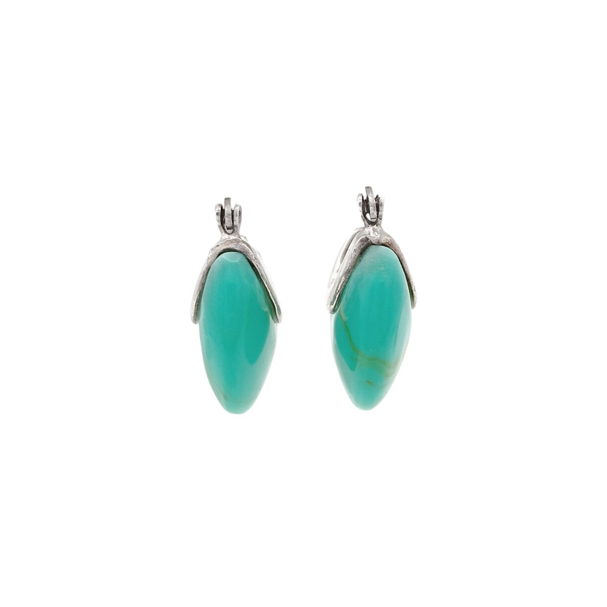 Caravanas Media luna-Plata 925-Piedra turquesa-CA3439 - conpiedra 
