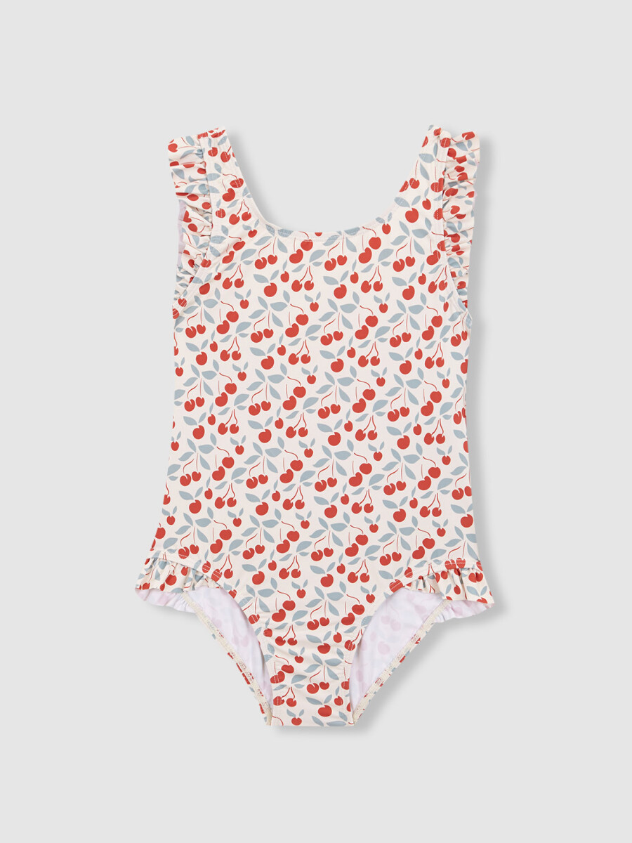 Bañador Estampado Cerezas Blanco