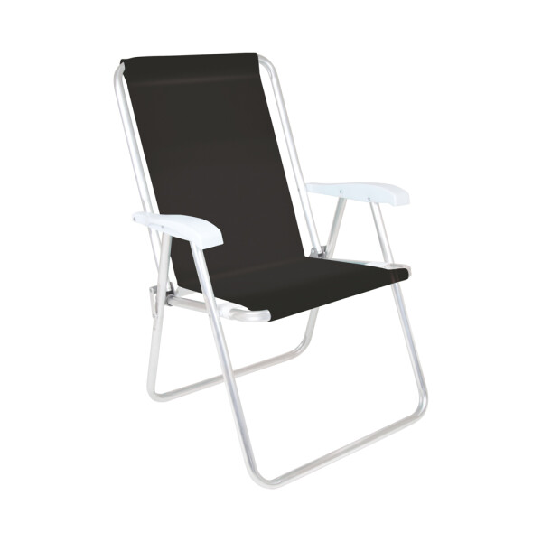 SILLA ALTA CONFORTO ALUMINIO SANNET NEGRO, APOYA BRASOS PLASTICO NEGRO