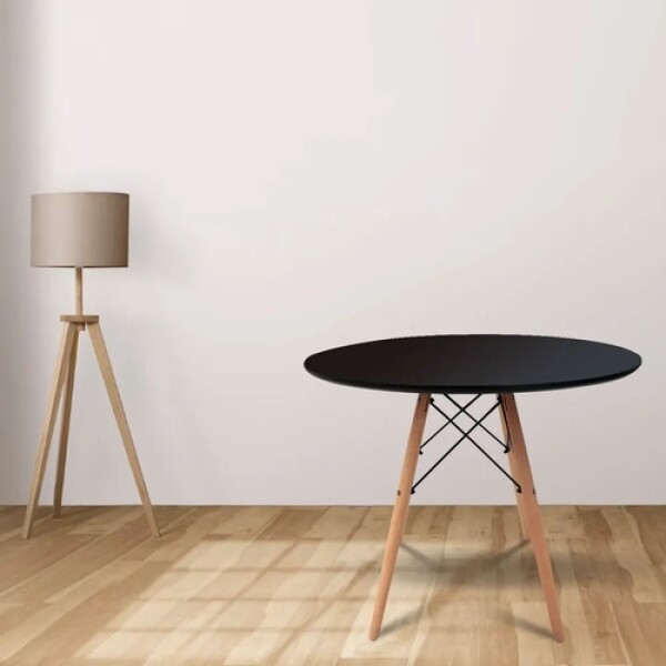 Mesa Comedor Eames Redonda Laqueada 100Cm Premium Calidad Negro 1