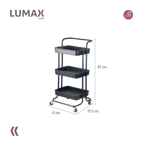 Carrito Organizador 3 Niveles Multiuso con Ruedas Negro