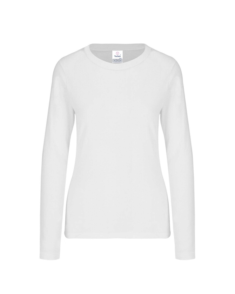 Camiseta a la base dry fit manga larga dama - Blanco 