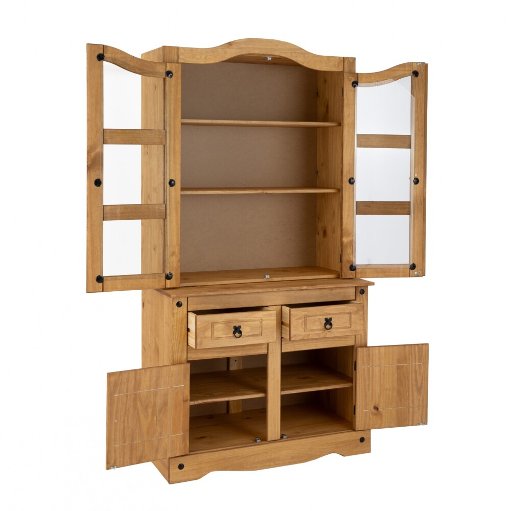 Cristalero 4 Puertas Madera Maciza - Linea Mexicana Natural