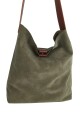 Tote bag de cuero con gamuza verde