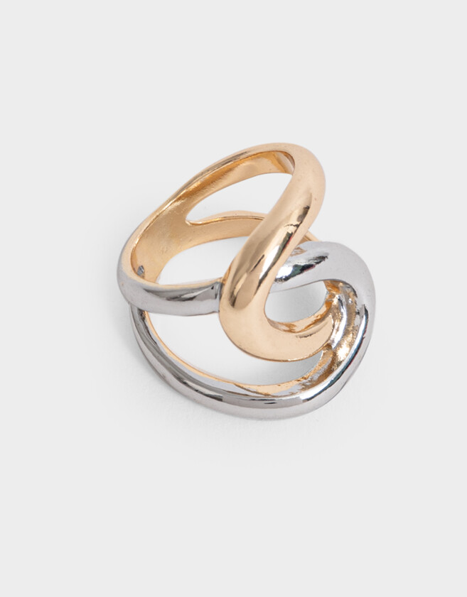 Anillos Medianos y Grandes De metal Anillo Metal Ondulado Mixplating - Combinacion Bicolor