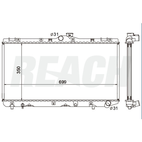 RADIADOR TOYOTA COROLLA 2.0D 91-95 69.9X35 REACH RADIADOR TOYOTA COROLLA 2.0D 91-95 69.9X35 REACH
