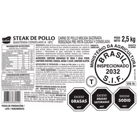 Steak de Pollo Lebon 2.5KGS 001