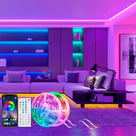 Cinta Luces Led Tira Rgb 2x5m Transformador + Control Hog007003
