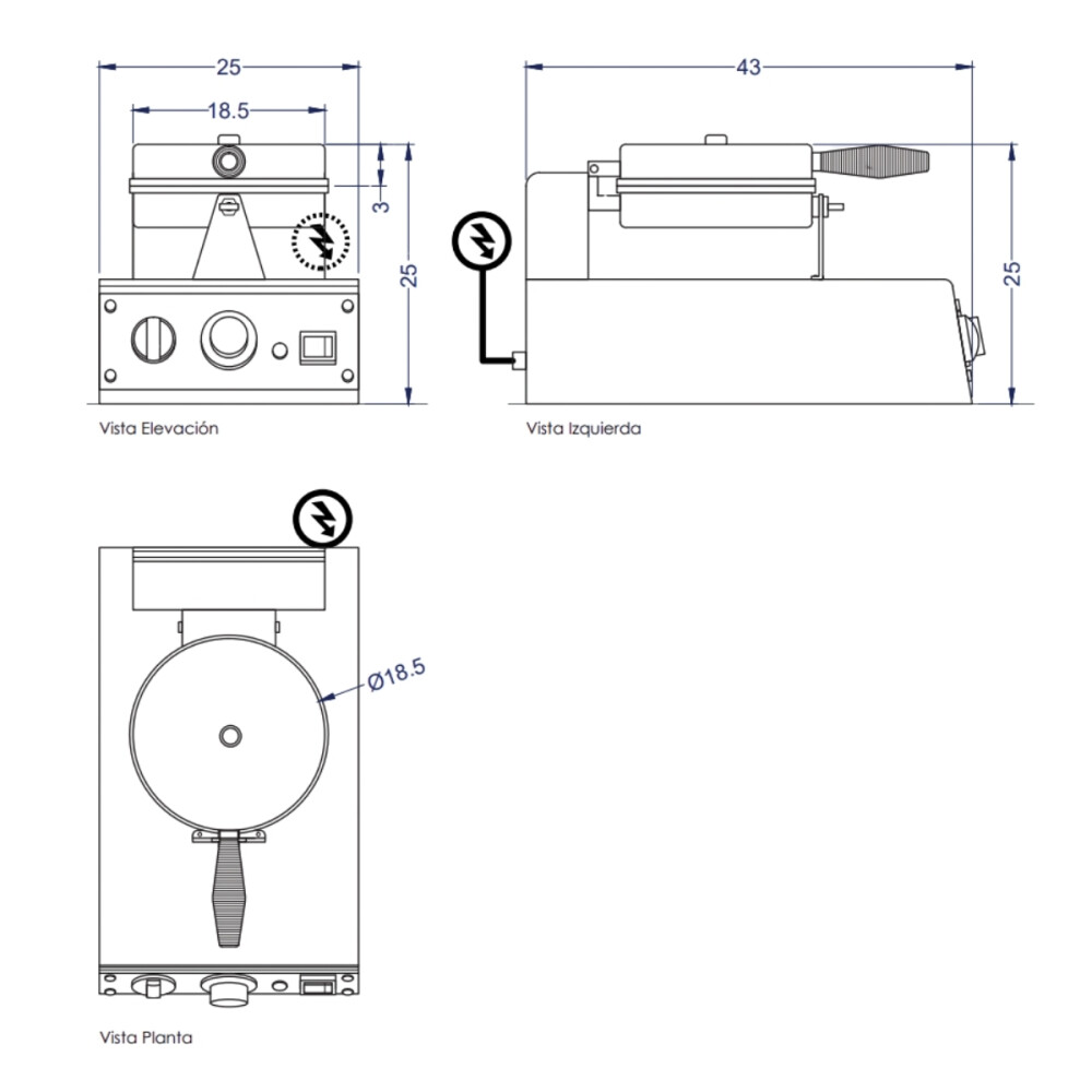 Waflera Eléctrica Comercial 1 Plato Waflera Eléctrica Comercial 1 Plato