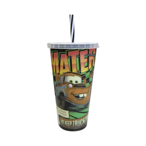Vaso Plástico con Pajita Cars 700ml U
