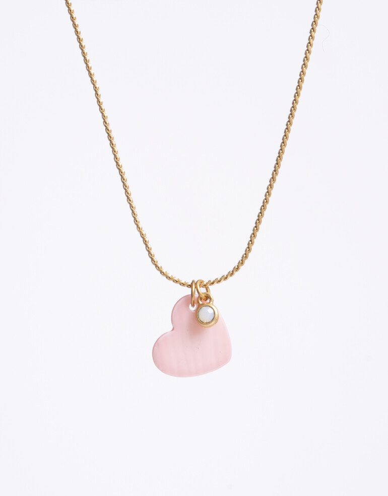 Cadena Corta con Dije Perla Cadena Corta Con Dije Nácar Corazón - Dorado Oro Amarillo