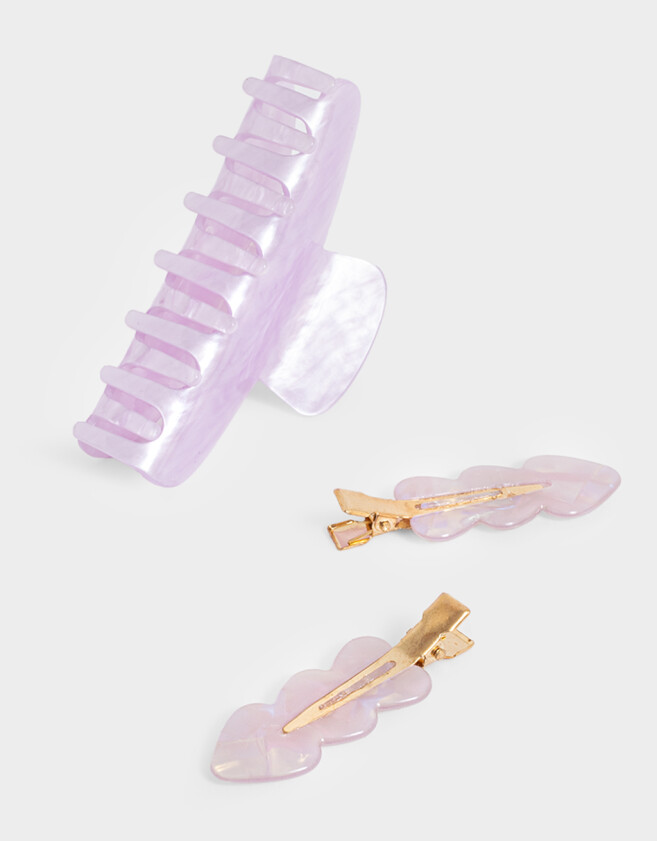 Accesorios Pelo Set Hair Care Set De Piquito Y Broche Acrílico - Violeta Lila