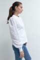 Sweatshirt con mangas de broderie blanco