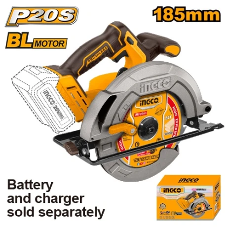 SIERRA CIRCULAR 20V BATERIA P20S 185MM CSLI1851 INGCO AMARILLO-NEGRO