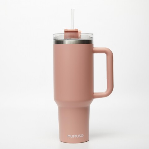 VASO AISLADO PARA COCHE CON MANILLA Y PAJITA (1200 ML/ROSA) VASO AISLADO PARA COCHE CON MANILLA Y PAJITA (1200 ML/ROSA)