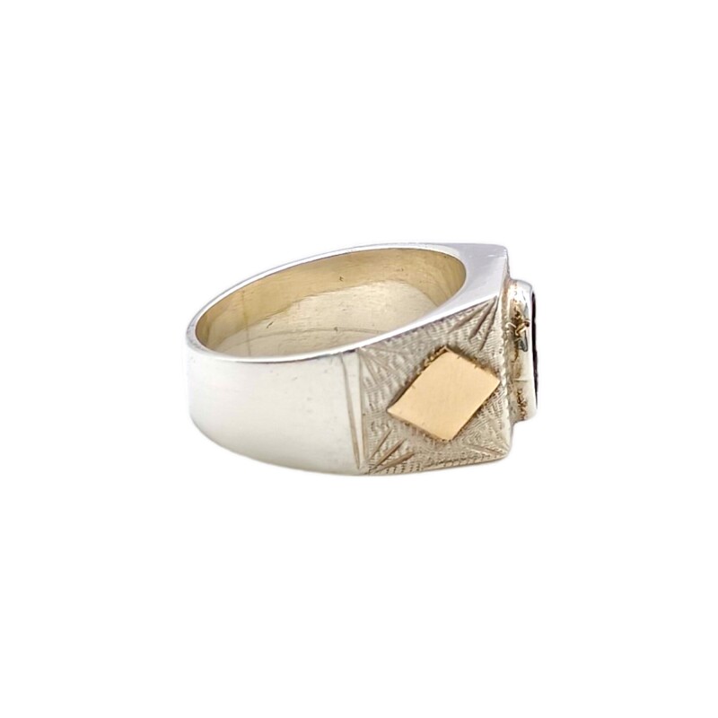 Anillo Mesa-Plata y Oro-Piedra Onix-AN5176 conpiedra