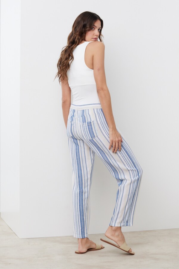 Pantalon Lino AZUL/MULTI