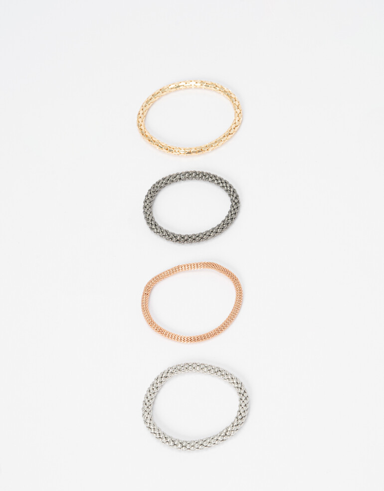 Pulseras Elásticas Sets Metal Set De Pulseras Elásticas. - Dorado