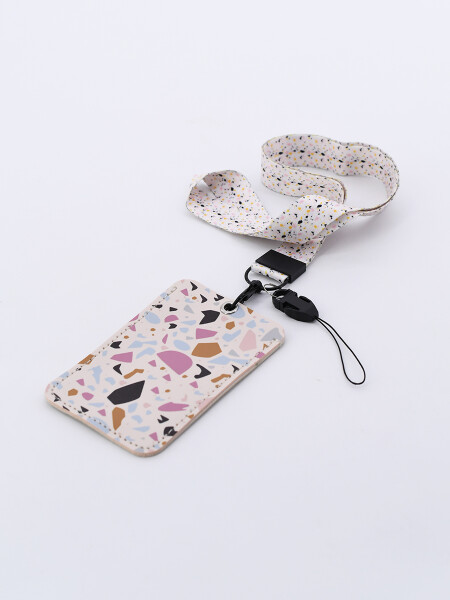TARJETERO ESTAMPADO CON CINTA BEIGE