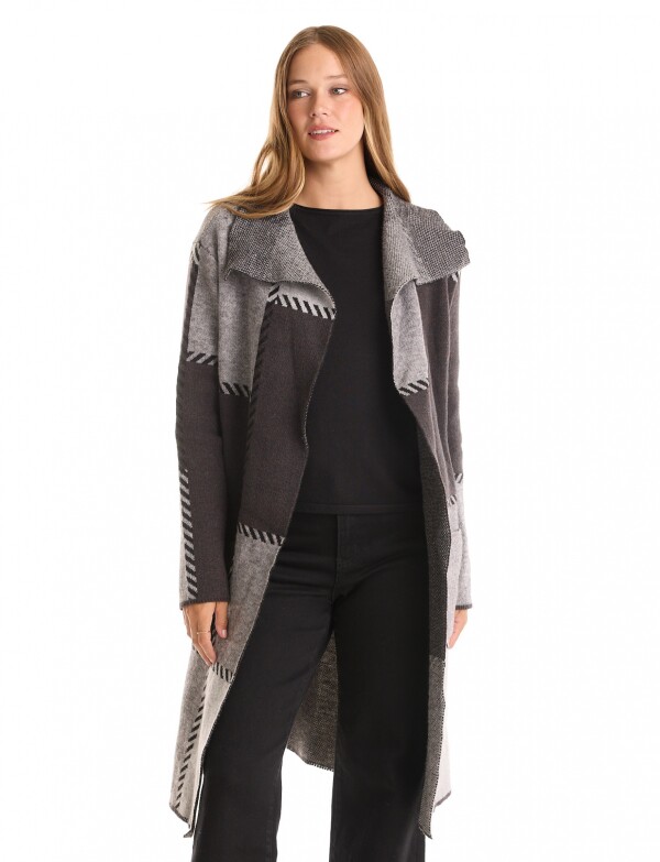 Cardigan Largo Patchwork NEGRO/GRIS