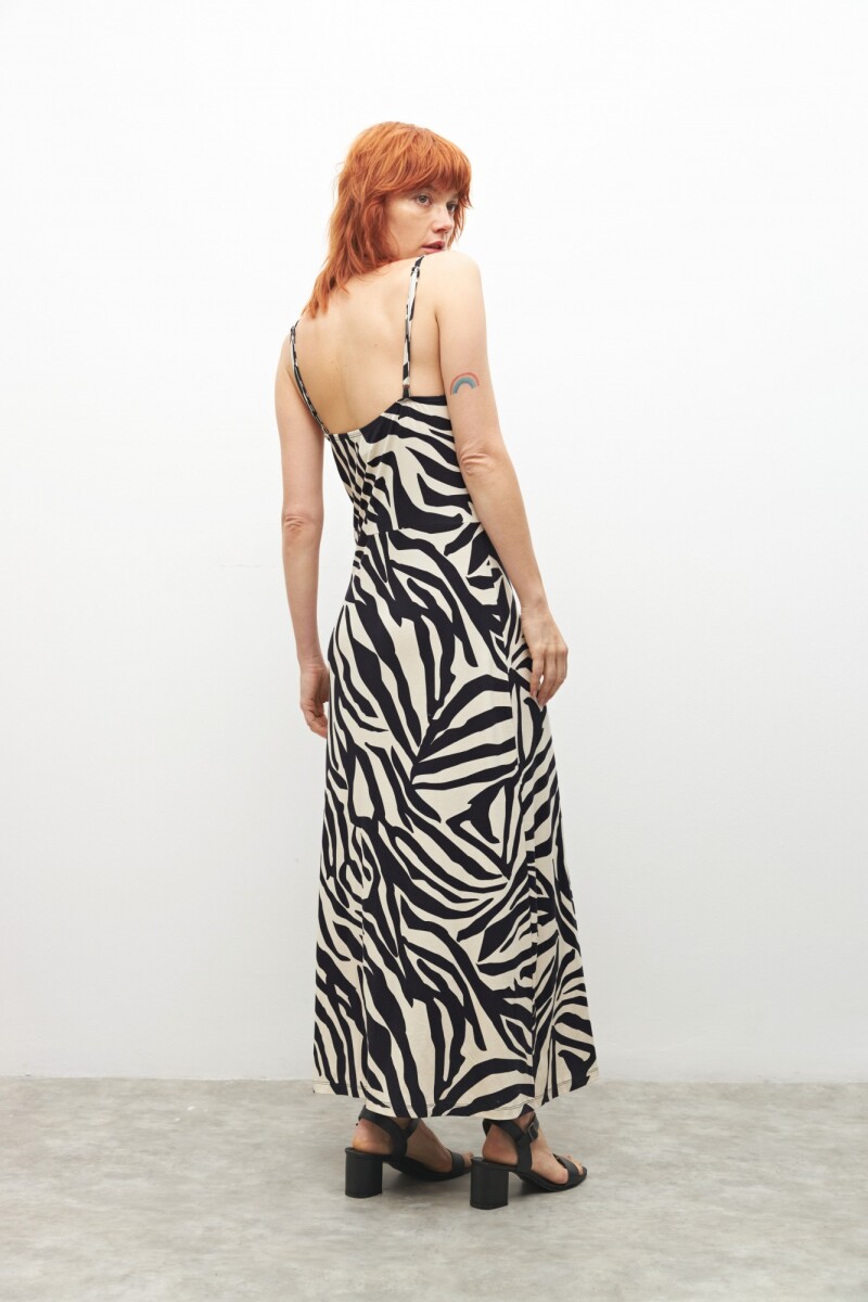 Maxi vestido animal print negro