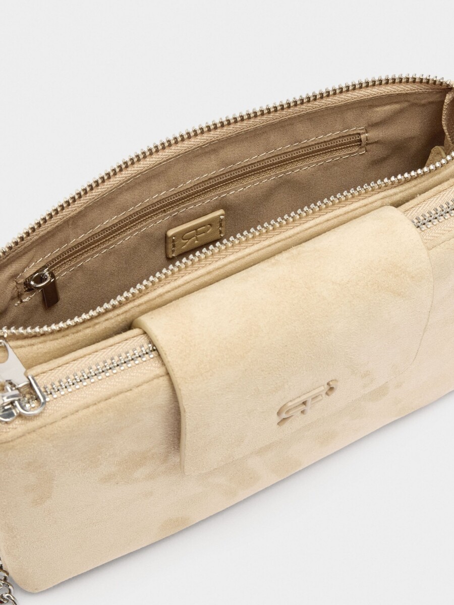 Bolso Bandolera Doble Efecto Piel taupe