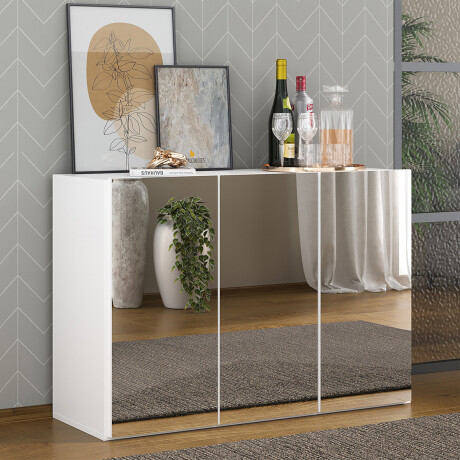 RACK APARADOR PARA TV O AUDIO 3 PUERTAS CON ESPEJOS BLANCO