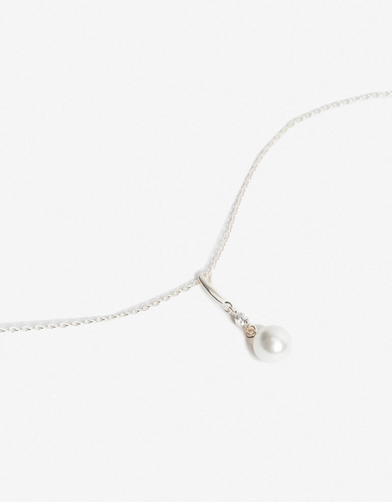 Cadena Corta con Dije Perla Cadena Con Dije Plata 925 - Plateado