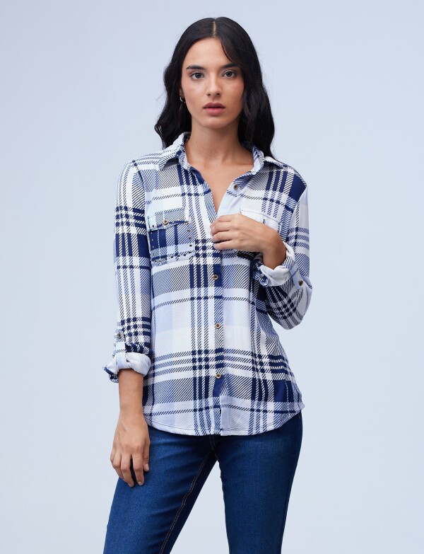 Camisa Soft Cuadrille AZUL/BLANCO