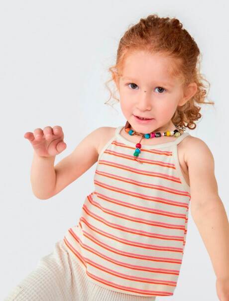 MUSCULOSA INFANTIL EN TELA ACANALADA NARANJA