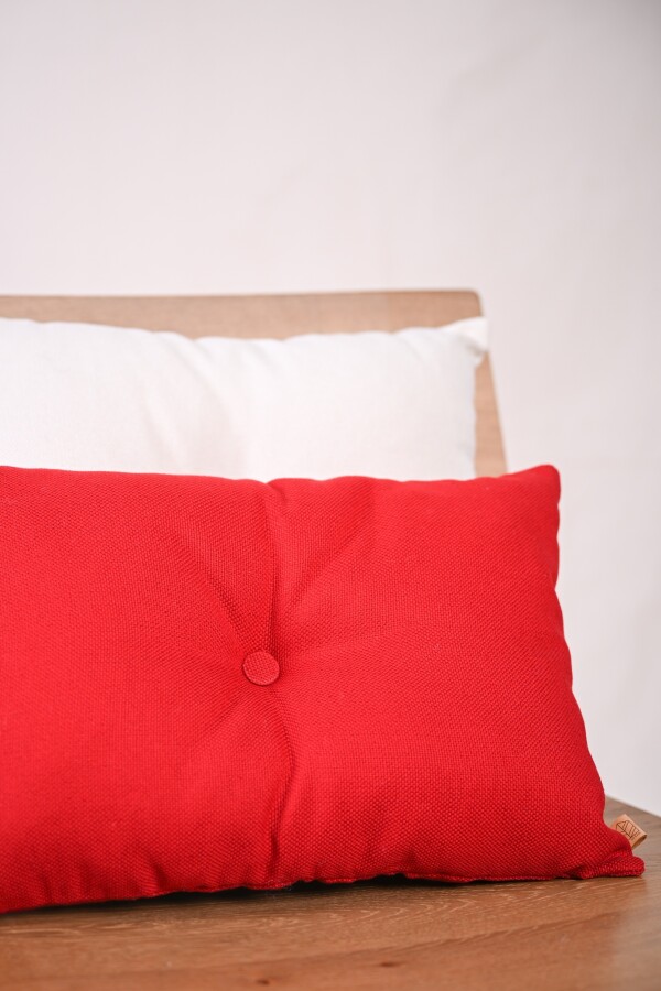 Almohadon Lino Con Botones Rectan. Rojo