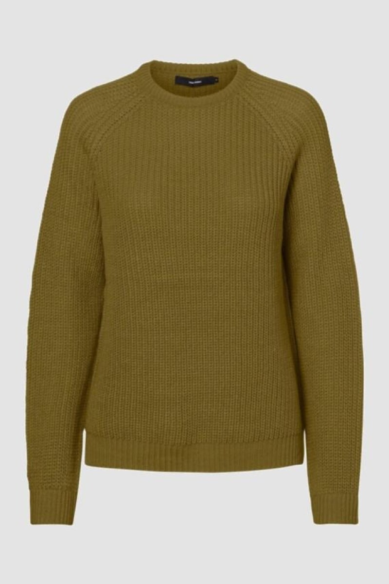 Sweater tejido LENA manga larga y cuello a la base Fir Green