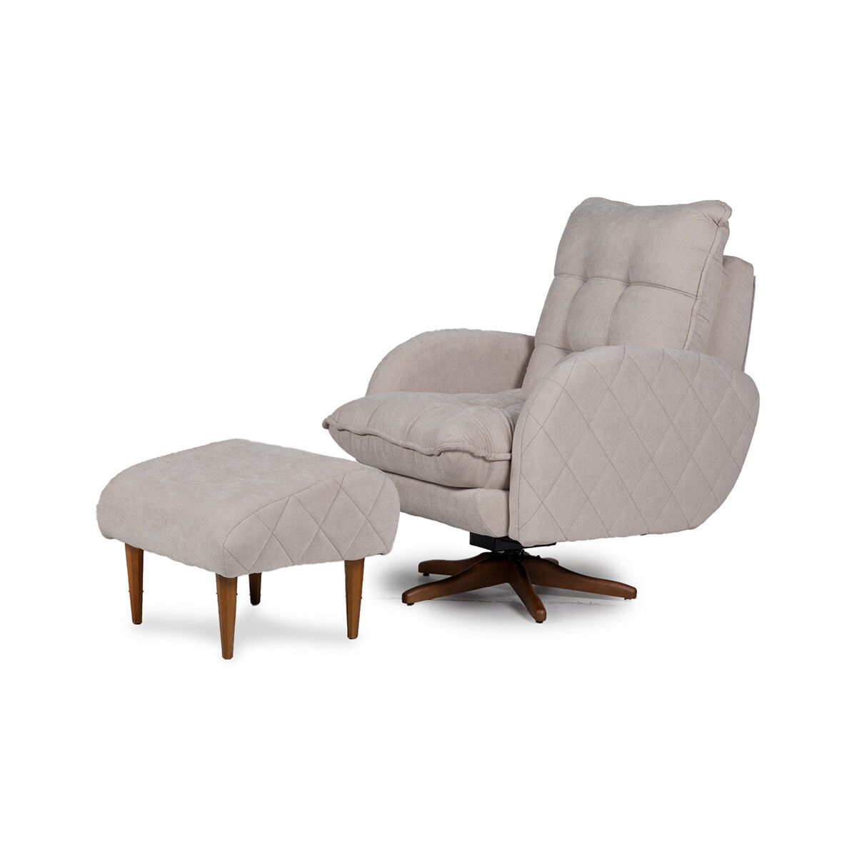 Butaca con Puff Amora - Tela Microfibra - Berlin 02 (Beige) 