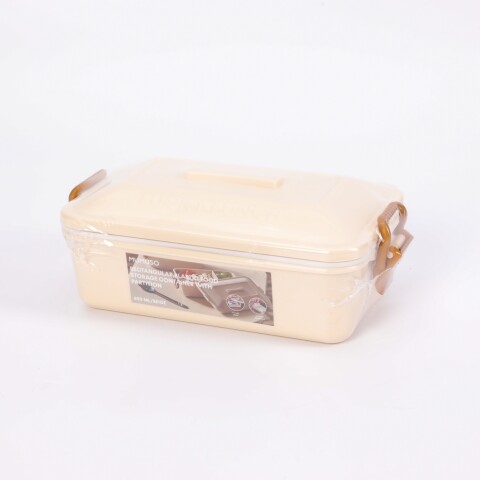 CONTENEDOR PLÁSTICO RECTANGULAR CON SEPARACIÓN (600 ML / BEIGE) CONTENEDOR PLÁSTICO RECTANGULAR CON SEPARACIÓN (600 ML / BEIGE)