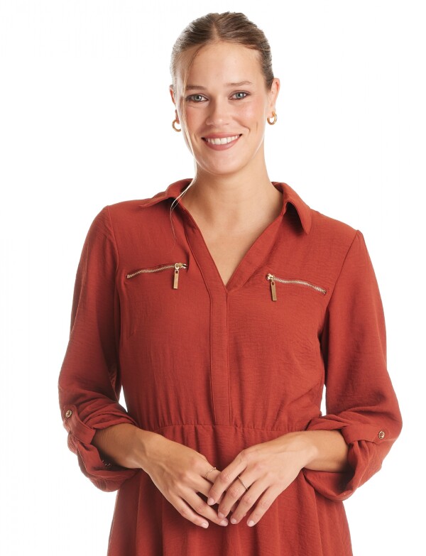 Vestido Zips TERRACOTA
