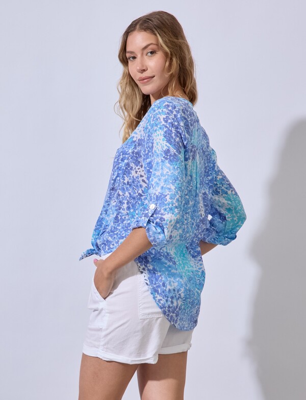 Blusa Gasa Print AZUL/MULTI