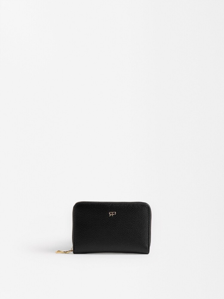 Cartera Básica Con Textura negro