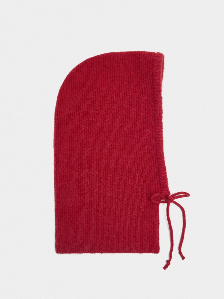 Balaclava De Punto Con Tiras rojo