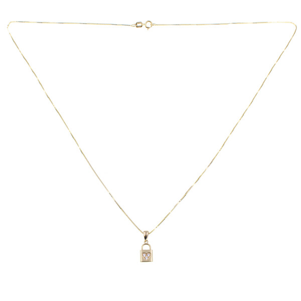 Colgante candado de oro amarillo 18k con circonias (Sin cadena) Colgante candado de oro amarillo 18k con circonias (Sin cadena)