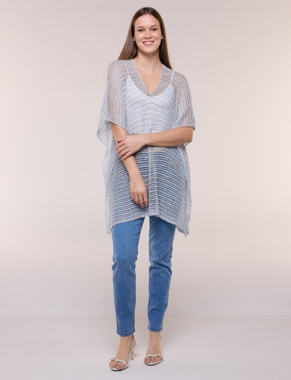Poncho Calado Lurex PLATEADO