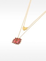 Collar Doble Con Colgantes De Corazón - Plata De Ley 925 rosa