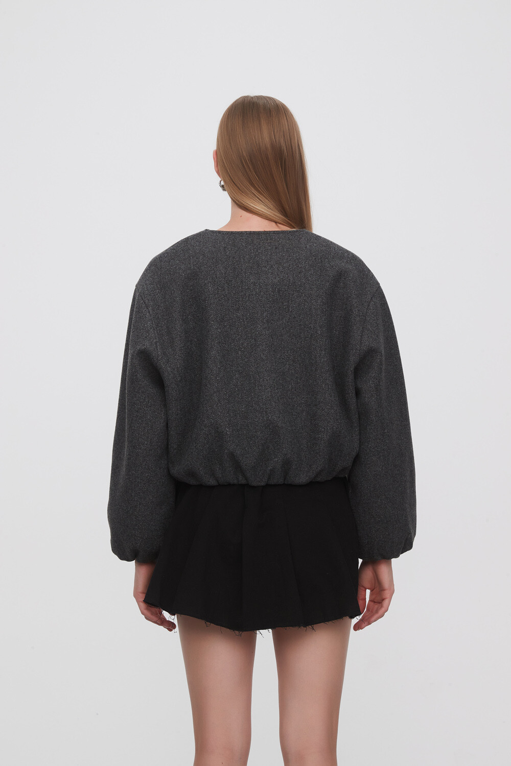 Campera Terry Gris Melange Oscuro