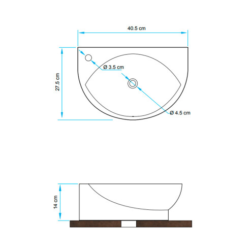 SEMICIRCULAR DE APOYO BLANCO LOZA 40.5X27.5X14 000