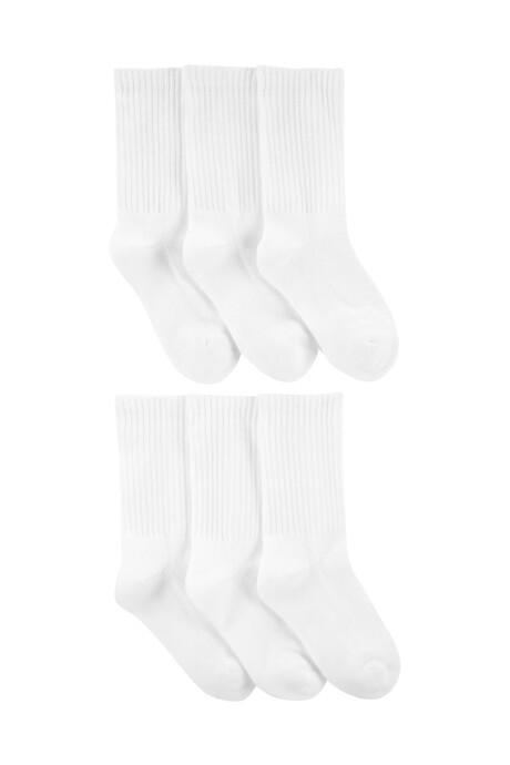 Pack seis pares de medias de algodón blancas 0