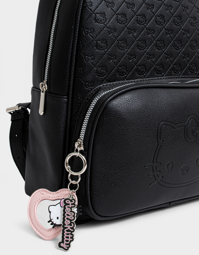 Marroquinería Licencias Mochila Con Relieve "hello Kitty" - Negro