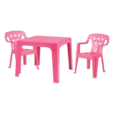 Set Mesa 54x54x46cm y 2 Sillas Infant Plást Reforzado 40kg Rosa