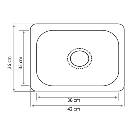 Pileta Simple Pulida De Cocina 42X36X18Cm Acero Inoxidable Incluye Valvula. 000