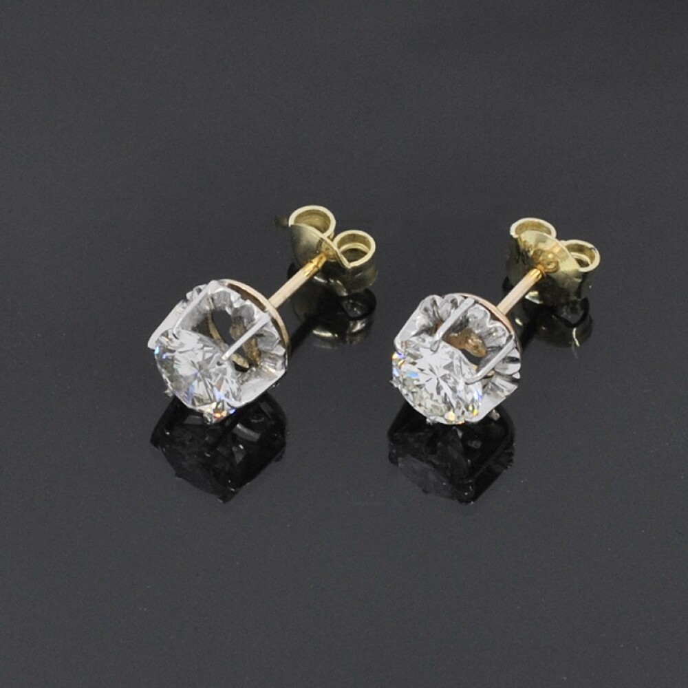 Caravanas Antiguas En Oro 18K Y Brillantes Caravanas Antiguas En Oro 18K Y Brillantes