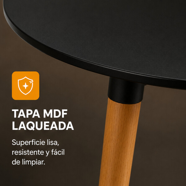 Mesa Comedor ComboHome Milan Redonda Laqueada 80Cm Premium Negro 1