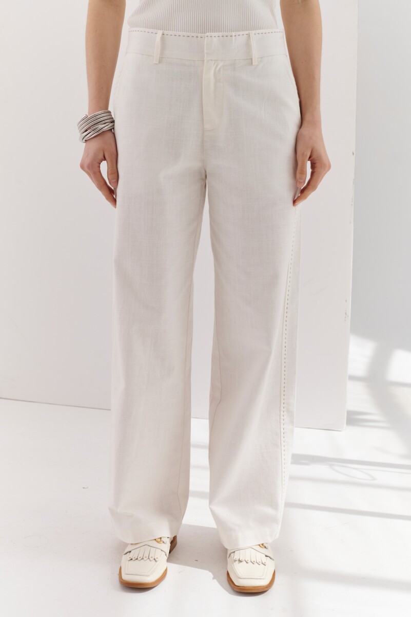 PANTALON LINO PIA - BLANCO 